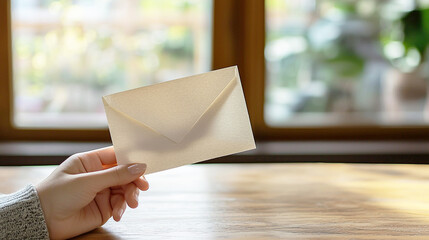 封筒を持つ女性の手
