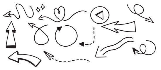 Obraz premium hand drawn arrows icons set arrow icon with various 