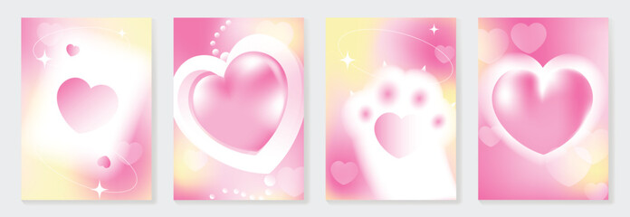 Romantic pink heart vector background illustration with soft pastel glow, sparkles and dreamy clouds. Elegant lovely design for greeting cards, valentines, invitations and wallpaper.