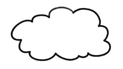 Cloud speech bubble. Cloud thought bubble with hand-drawn black outline on transparent background. For adding text in contexts such as comics, graphic design, presentations. Speech bubble. PNG