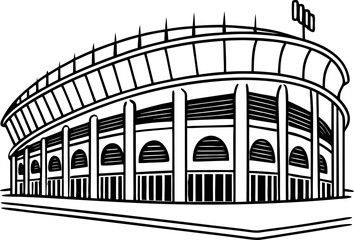 Simple outline of a stadium with a white background