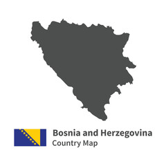 Bosnia and Herzegovina Country map Flag illustration on whtie background