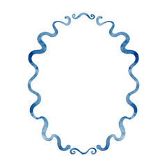 Watercolor wavy frame. Hand drawn illustration isolated on white background.