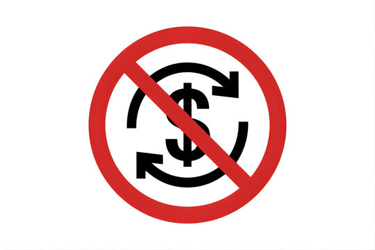 No Money Refund Symbol Icon on  White Background