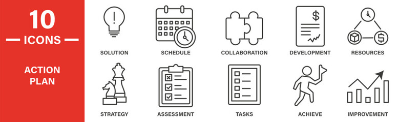 Action Plan Icons Set Collection
