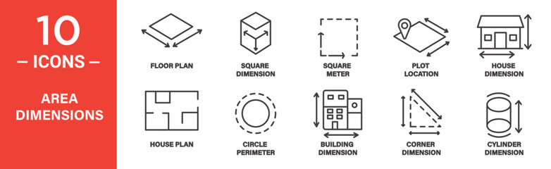 Area Dimensions Vector Icon Set