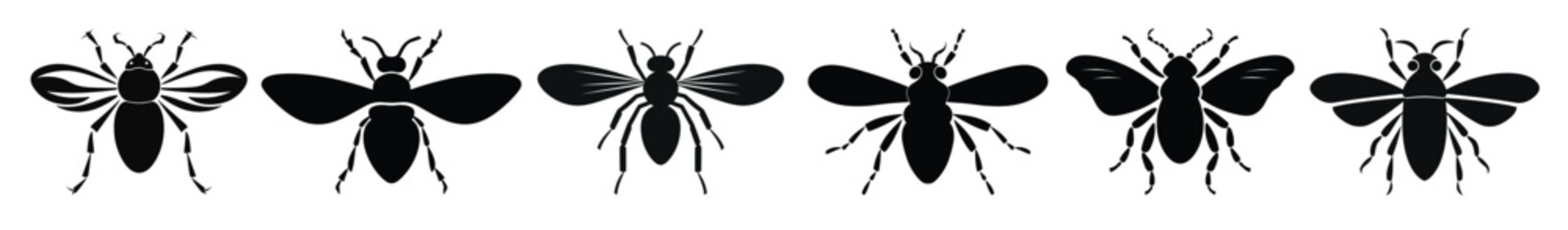 flying insect clipart black silhouette set  © Jksfjo