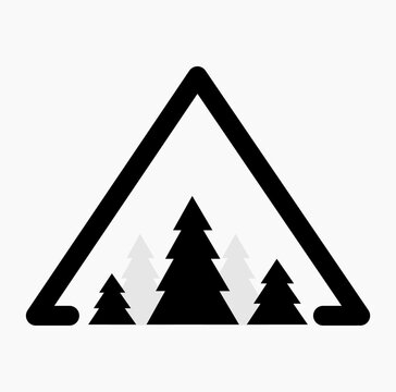 Camping and outdoor adventure logo. Camp and explore overland mountain logo design. Wildlife icon