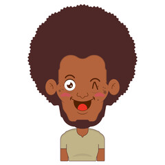 African American man playful face cartoon cute