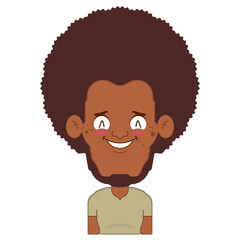African American man smile face cartoon cute