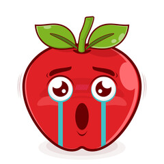 apple scared face cartoon cute
