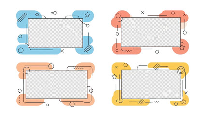 Abstract Geometric Frames with Transparent Backgrounds for Creative Design Projects