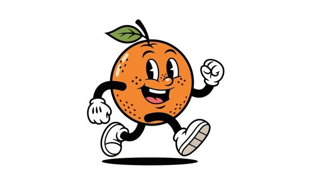 Retro Cartoon Orange Character Running with a Smile Vector Illustration