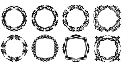 Collection of Decorative and Ornamental Tribal-Style Frames and Borders