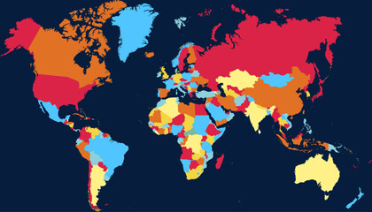 World map. Color modern vector map. Silhouette map
