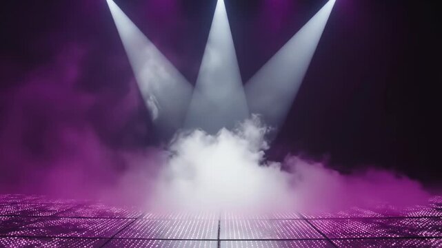 Stage with purple lighting and smoke effects