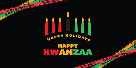 Vector illustration of Kwanzaa. Holiday african symbols with lettering on white background.
