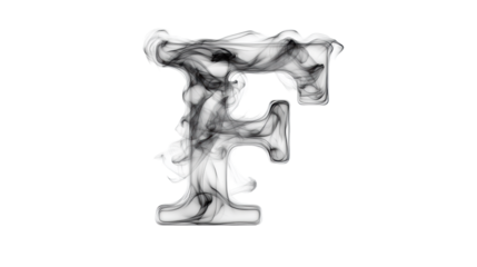 Artistic smoke letter F on transparent background