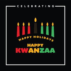 Vector illustration of Kwanzaa. Holiday african symbols with lettering on white background.
