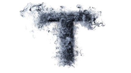Smoky Letter T on Transparent Background