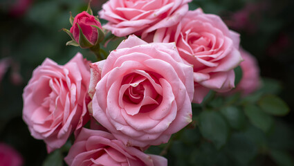 Fototapeta premium Fresh pink roses in elegant floral arrangement