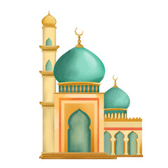 Watercolor illustration of a Beautiful Mosque