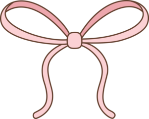 Cute Pastel Pink Ribbon Bow Illustration for Gift Wrapping and Decoration