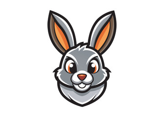 bunny cute face silhouette design icon logo isolated on white background