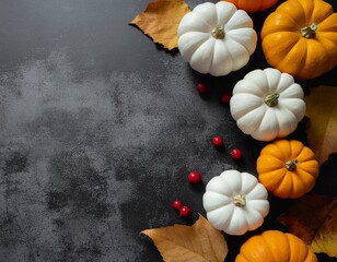 autumn still life with pumpkin with empty text space