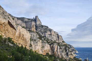 Naklejka premium Rock formations in Calanques National Park next to Marseille, South of France.