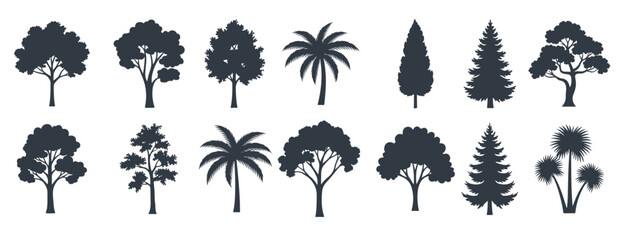 complete tree silhouette pack architectural line art
