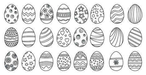 Easter egg doodle freehand drawing collection.