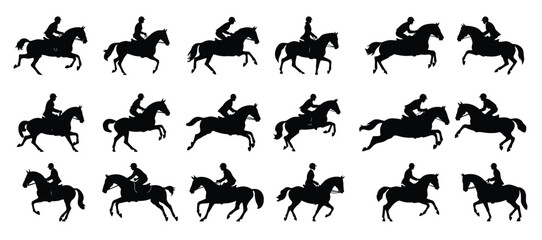 eventing horse silhouette clipart bundle
