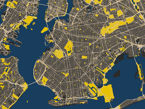 Modern flat map of Brooklyn, New York