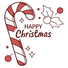 Vector of Candy cane with "Happy Christmas" on white background