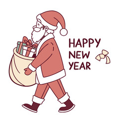 Vector of Santa with "Happy New Year" on white background