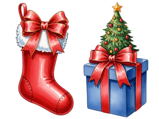 red gift box with bow transparent background 