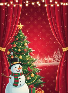  Christmas greeting invitation card, holidays, cute santa, illustration message card