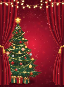  Christmas greeting invitation card, holidays, cute santa, illustration message card