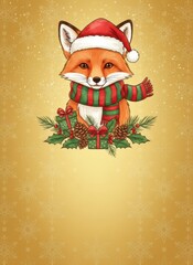  Christmas greeting invitation card, holidays, cute santa, illustration message card