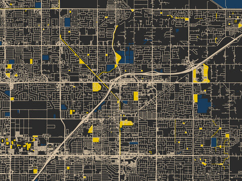 Minimalist map of Clovis, California, charcoal, ivory and ink-blue tones