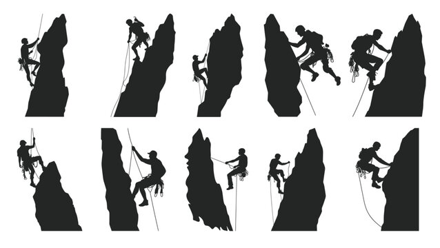  climber vector silhouette clipart bundle mountain climbing