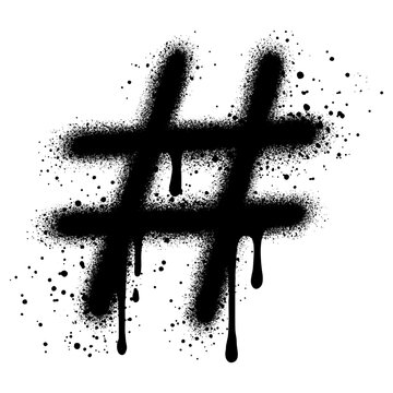 Graffiti hashtag sign with black spray paint. vector illustration.