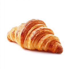 Freshly Baked Golden Croissant on a White Background