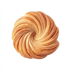 Fototapeta premium Swirled Croissant Pastry with Golden Brown Crisp Layers on White Background