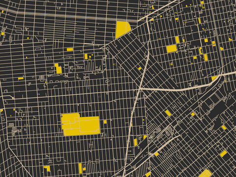 Minimalist map of East Flatbush, New York, charcoal and cream map
