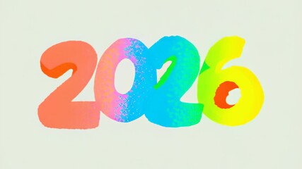 Colorful 2026 design with vibrant numbers on light background for new year celebration