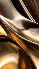 Abstract flowing metallic waves in shimmering gold and bronze tones, creating a luxurious and dynamic visual.