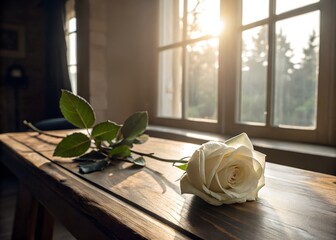 rose on the window