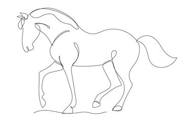 Line Art Horse. New Lunar Year calendar Zodiac Symbol. Contour Outline Horse Animal Hand DrawnCharacter  Portrait. 